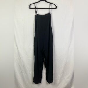 Amuse Society Sz Medium Black Jumpsuit Romper Linen Blend Adjustable Overall EUC